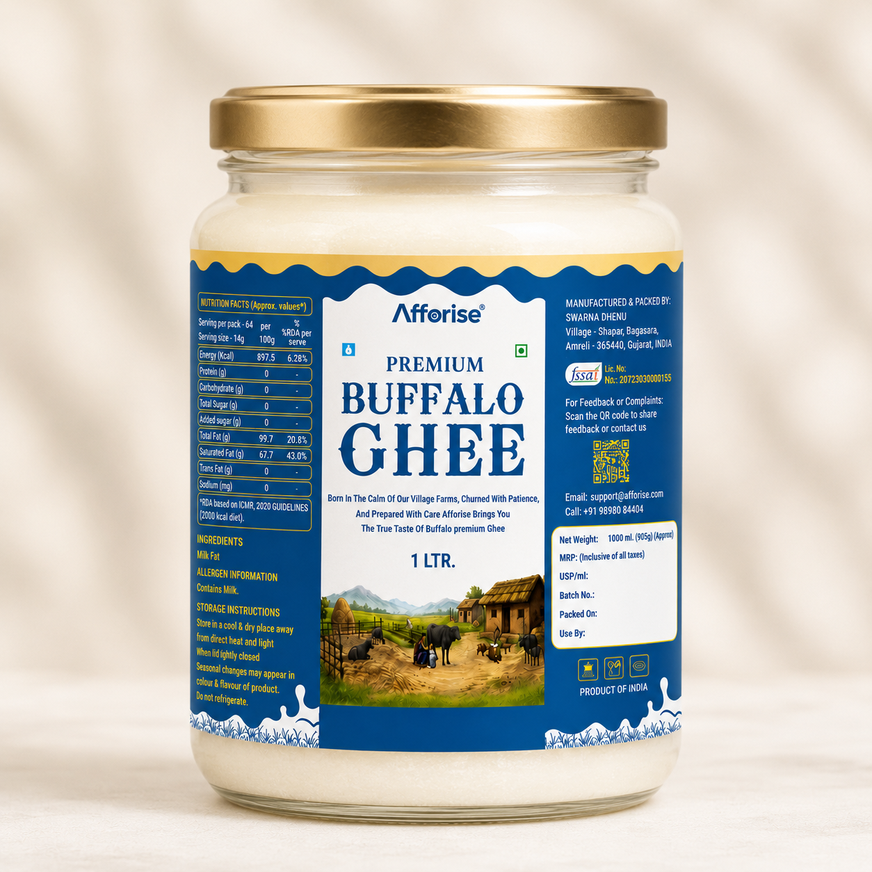 Premium A2 Buffalo Ghee 1 LTR