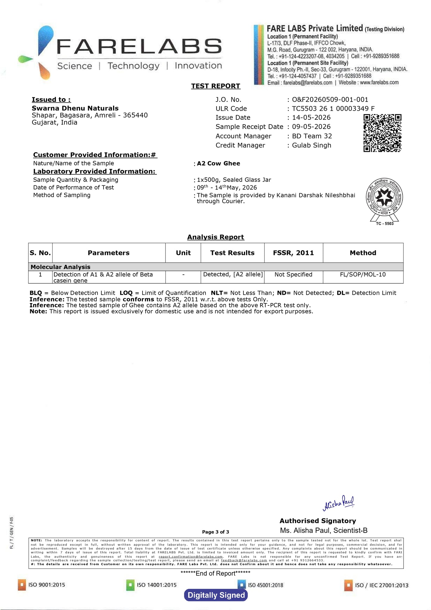 A2 Cow Ghee (1 ltr)